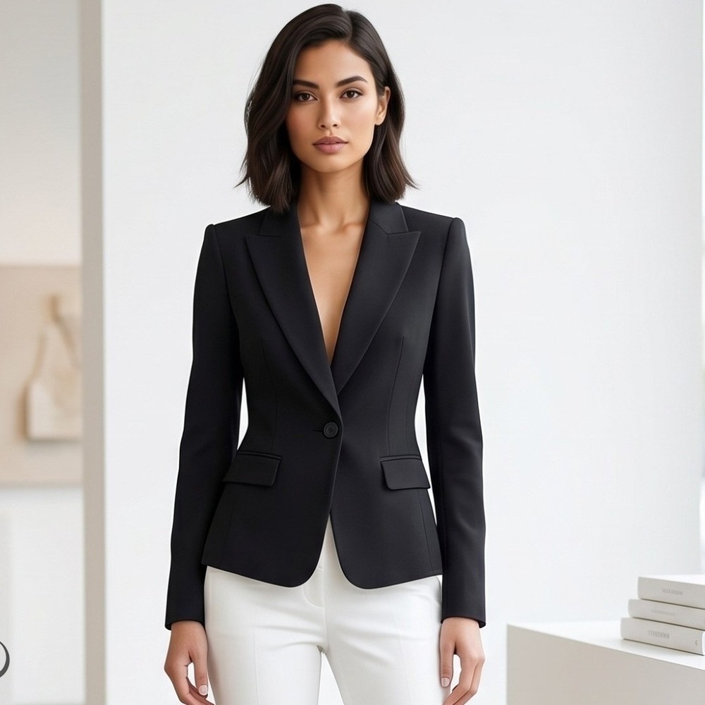 BCBG Max Azria Bowie Blazer Womens XXS Black Single Button‎ Structured